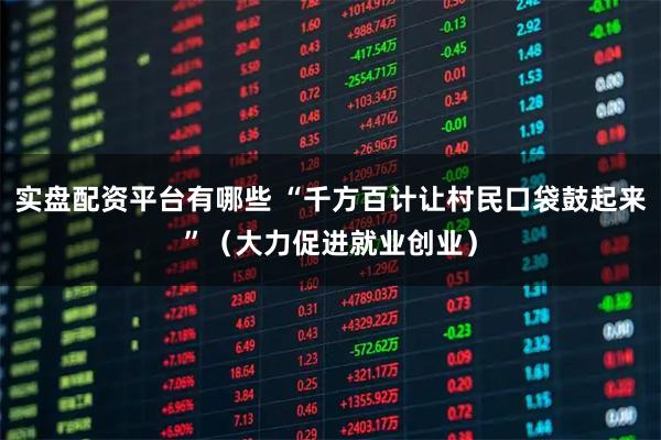 实盘配资平台有哪些 “千方百计让村民口袋鼓起来”（大力促进就业创业）